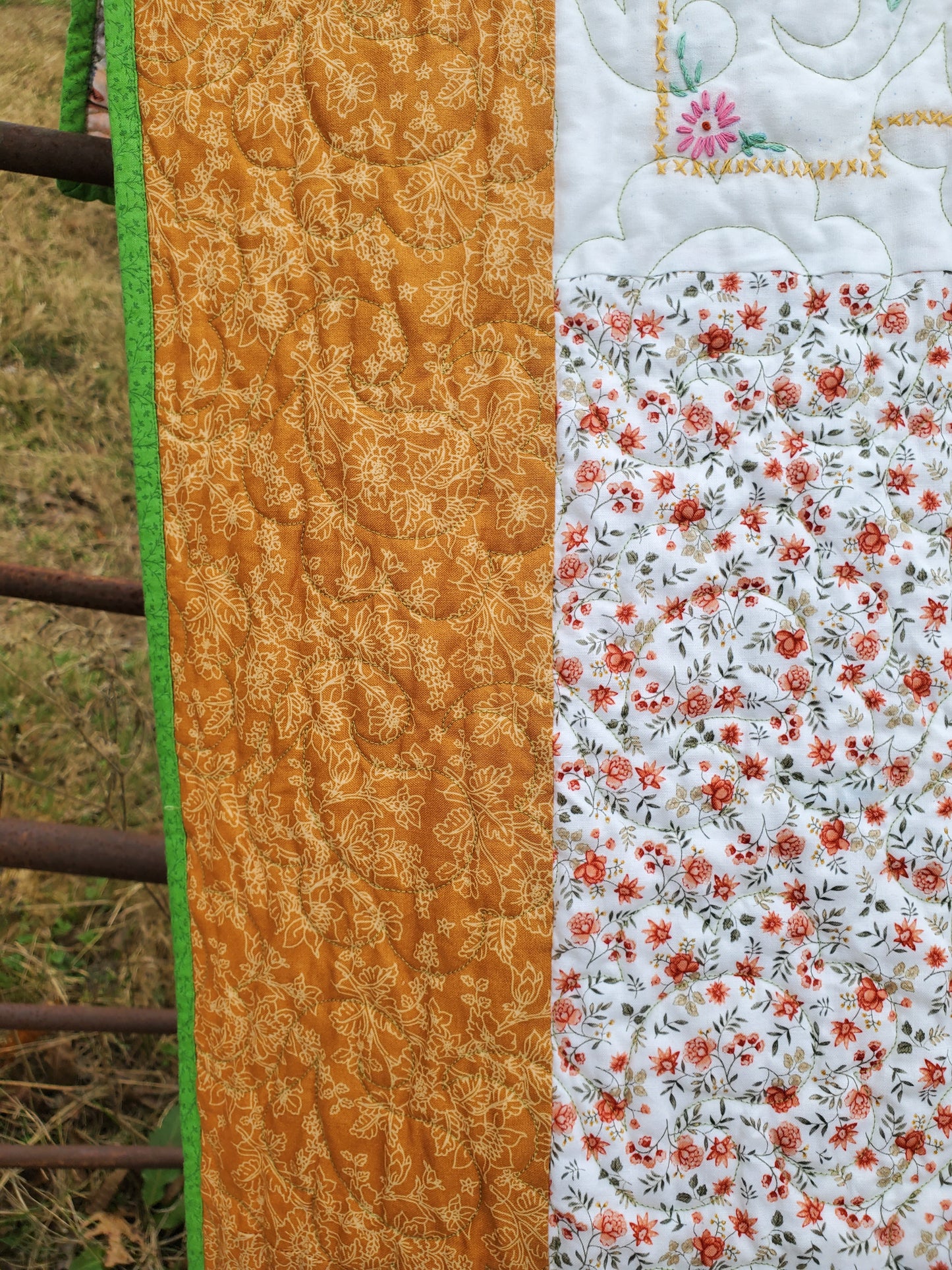 Revival Quilt- "Texas Wildflowers in a Basket" 62"x80"