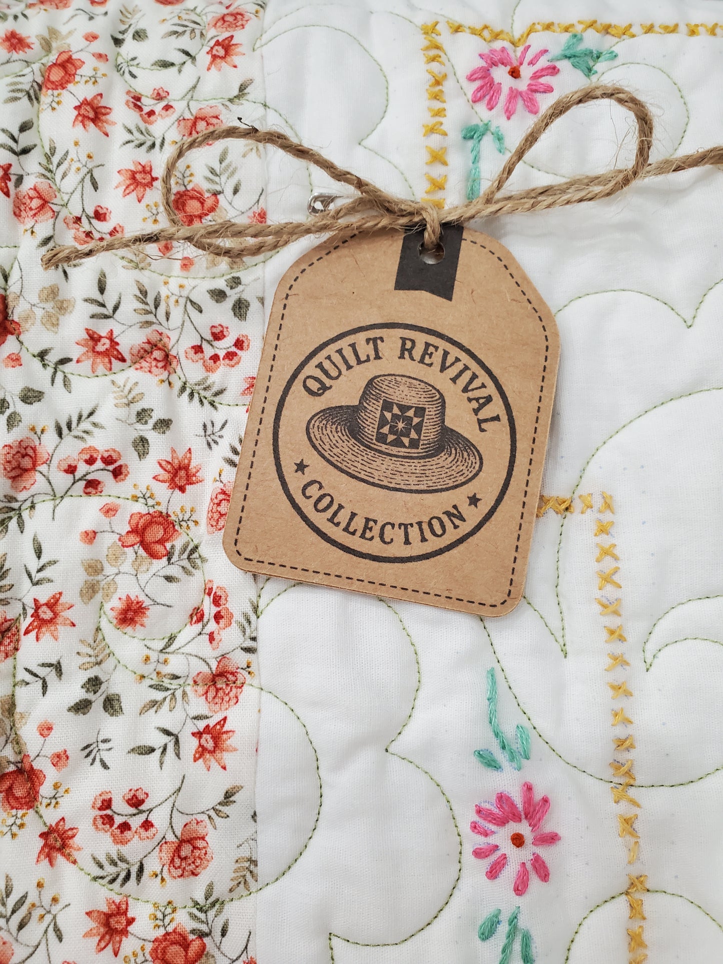 Revival Quilt- "Texas Wildflowers in a Basket" 62"x80"