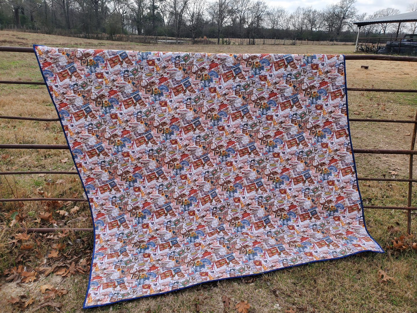 Revival Quilt- "1940s Farmhouse Stars" 88"x 88"