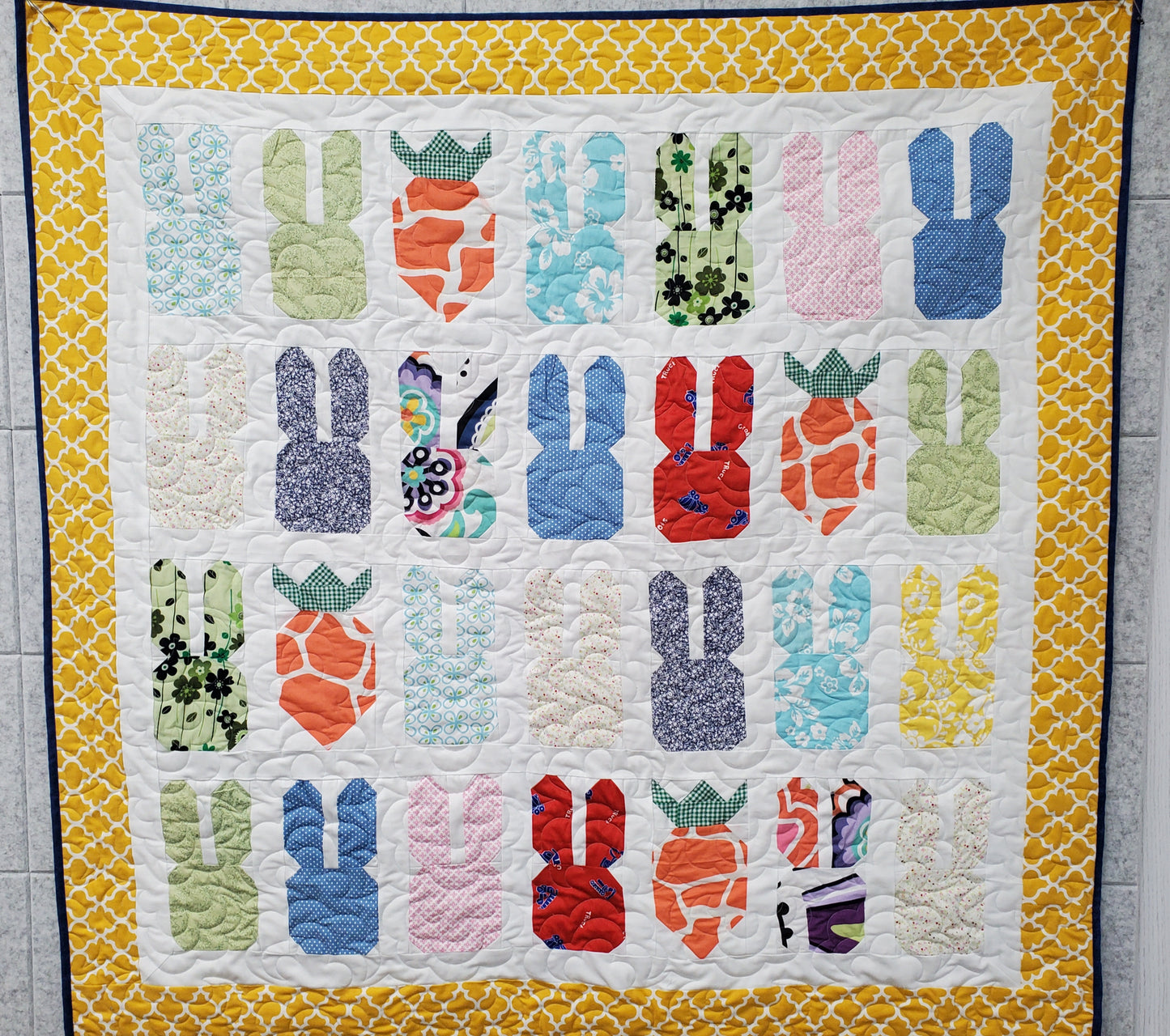 Bunnies and Carrots Quilt- 56"x 56"