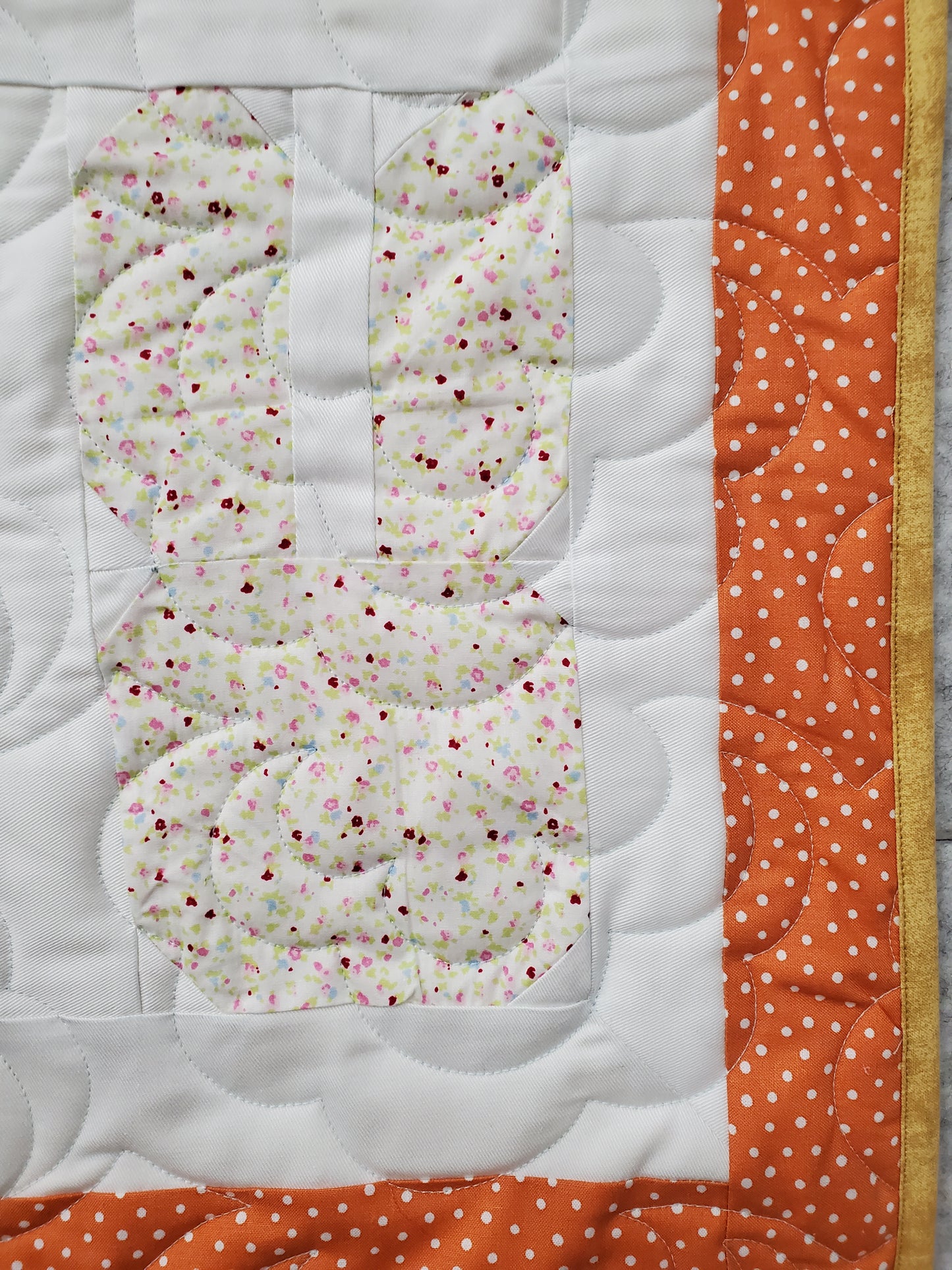 Bunnies & Carrots Quilted Table Runner- Orange Border