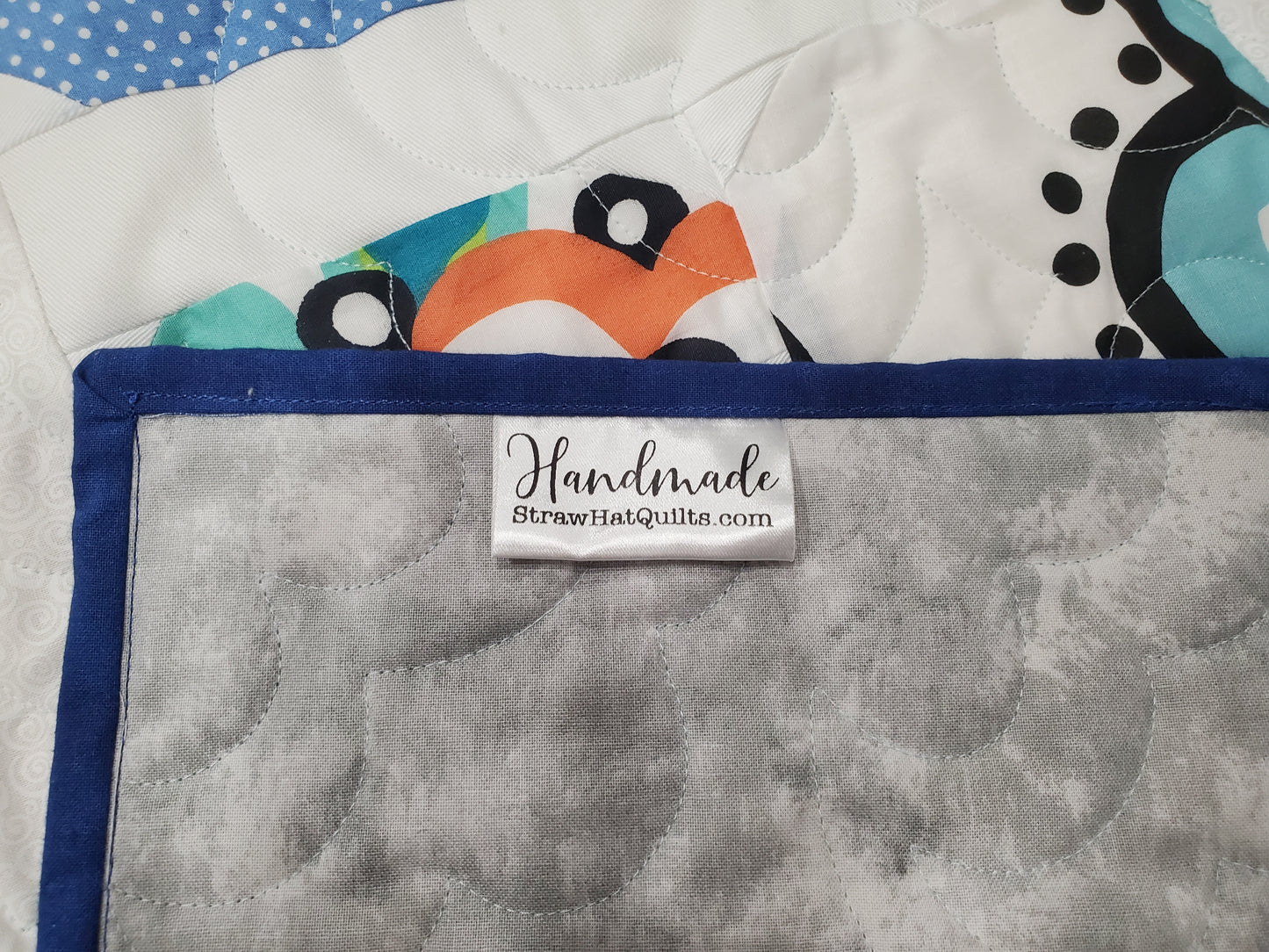 Bunnies & Carrots Quilted Table Runner- Blue Border