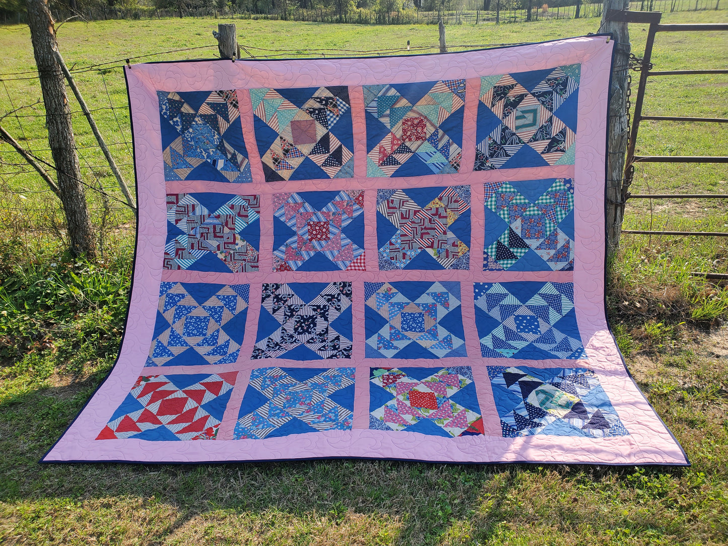 Revival Quilt- "Railroad Crossing" 98"x98"