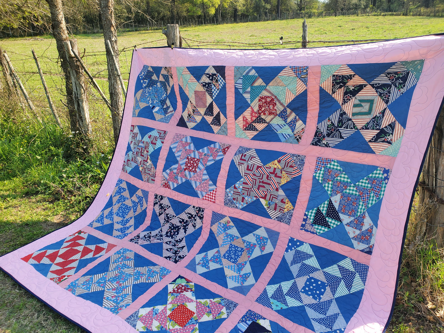 Revival Quilt- "Railroad Crossing" 98"x98"