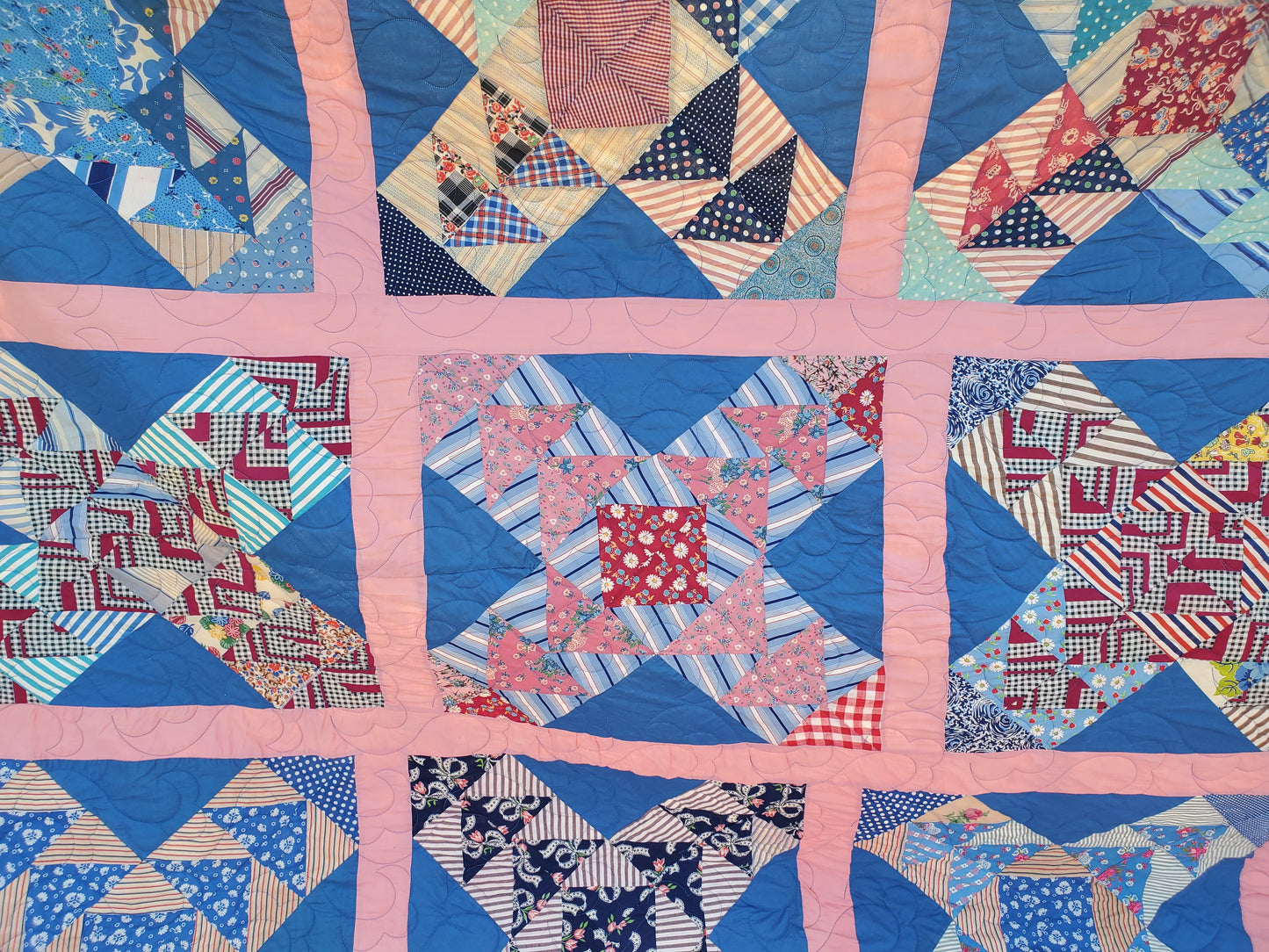 Revival Quilt- "Railroad Crossing" 98"x98"