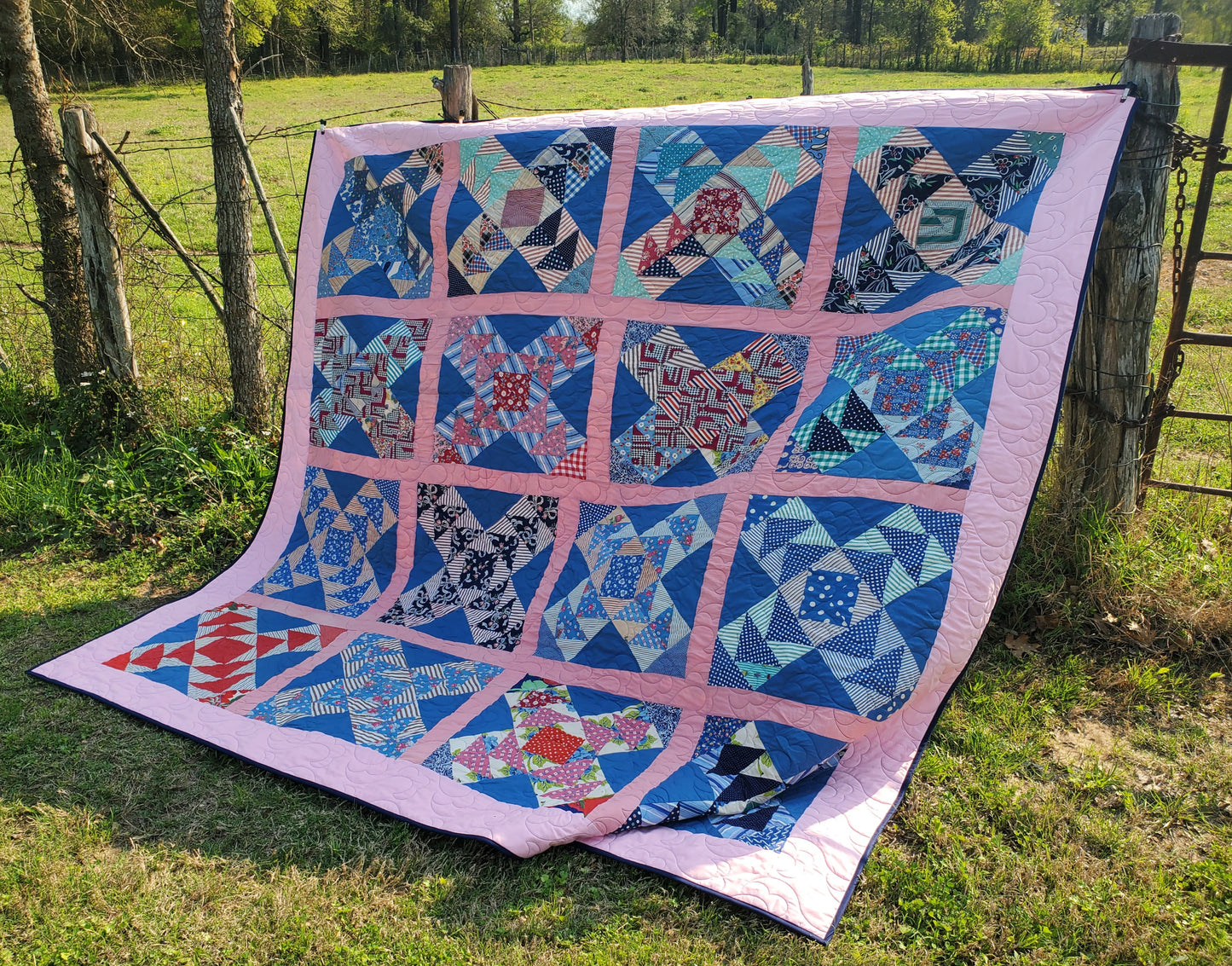 Revival Quilt- "Railroad Crossing" 98"x98"