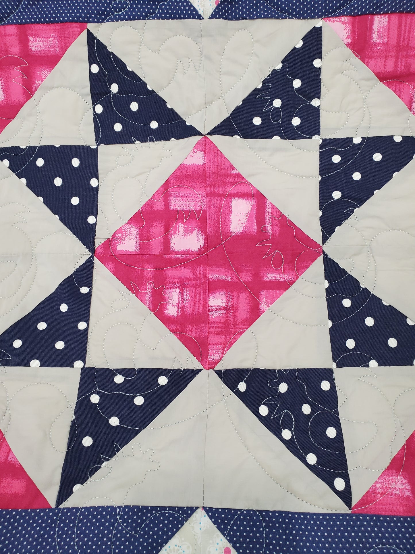 Reversible Starburst and Chickens Quilt- 50"x50"