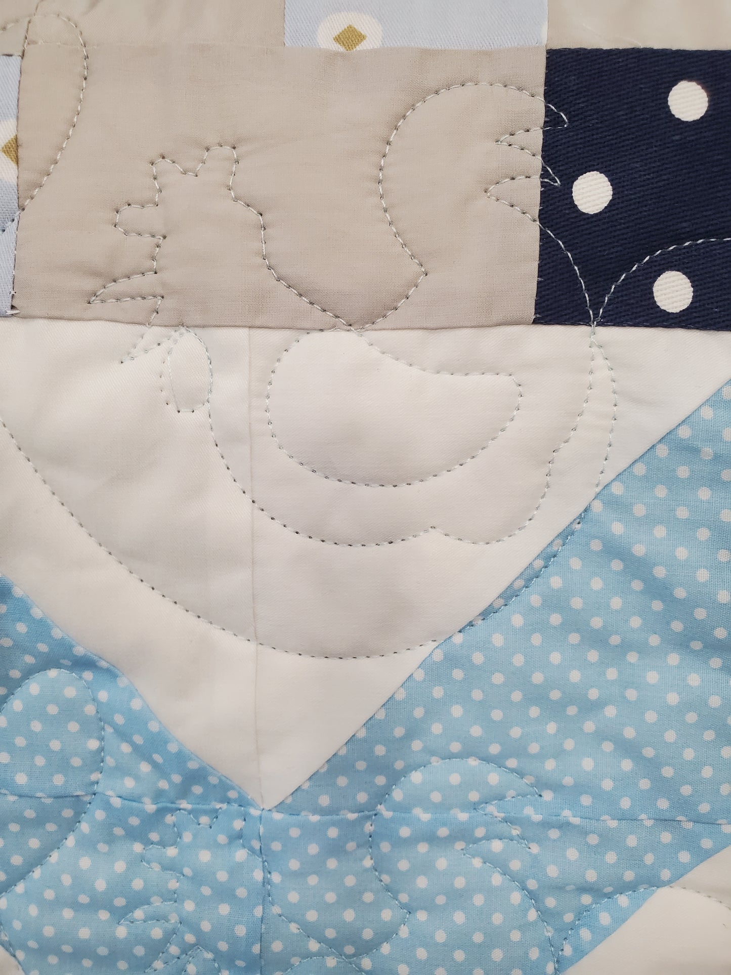 Reversible Starburst and Chickens Quilt- 50"x50"