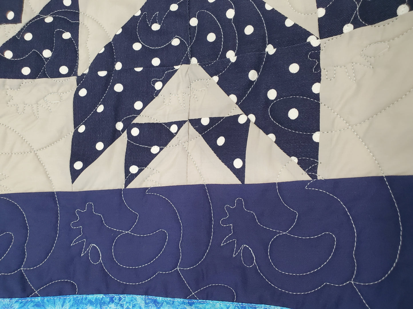 Reversible Starburst and Chickens Quilt- 50"x50"