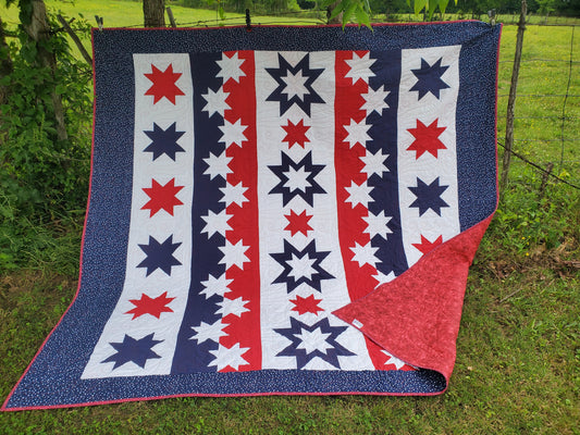 Patriotic Star Quilt – King Size (100" x 100")