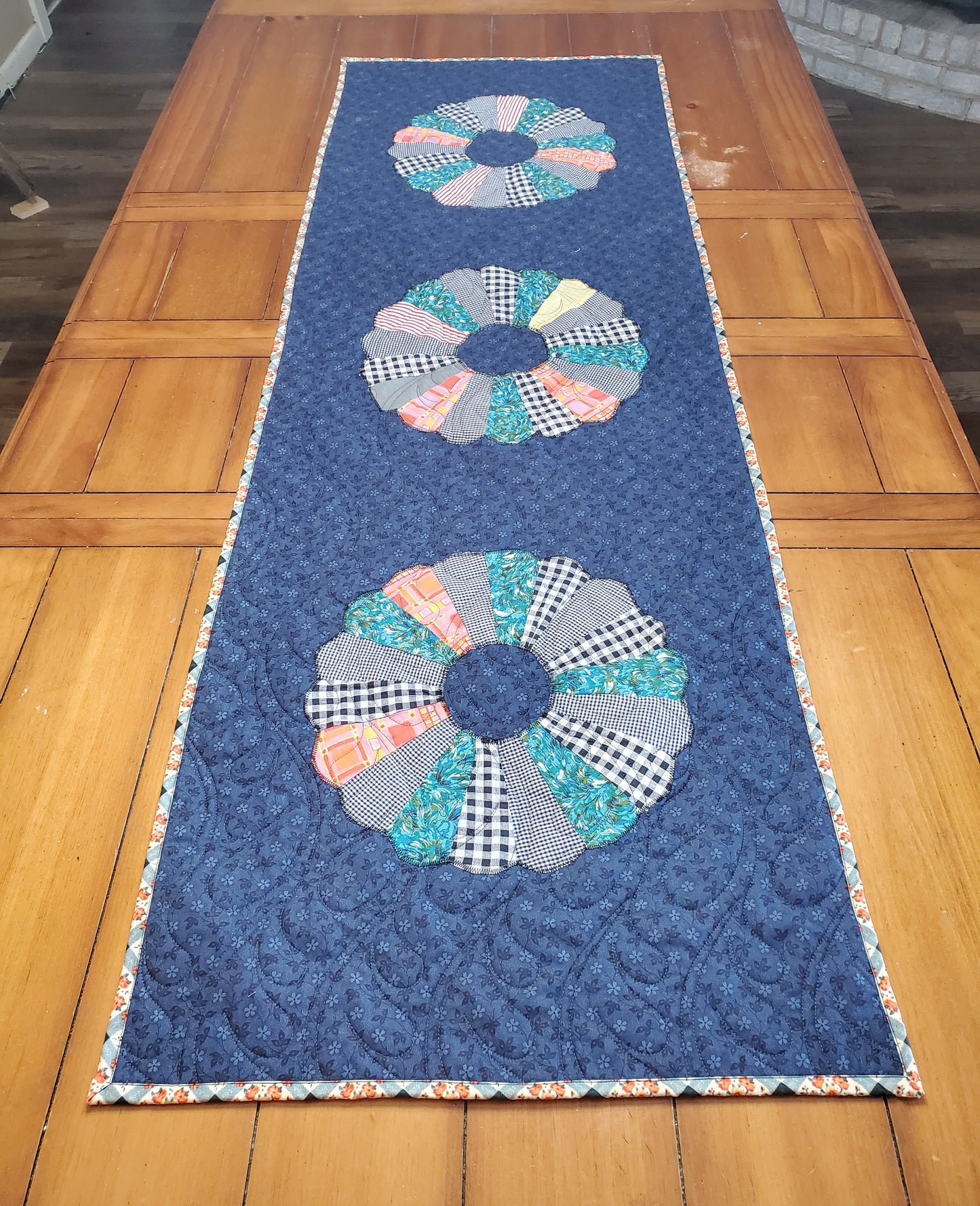 Vintage to New- Dresden Plate Table Runner- 22"x66"