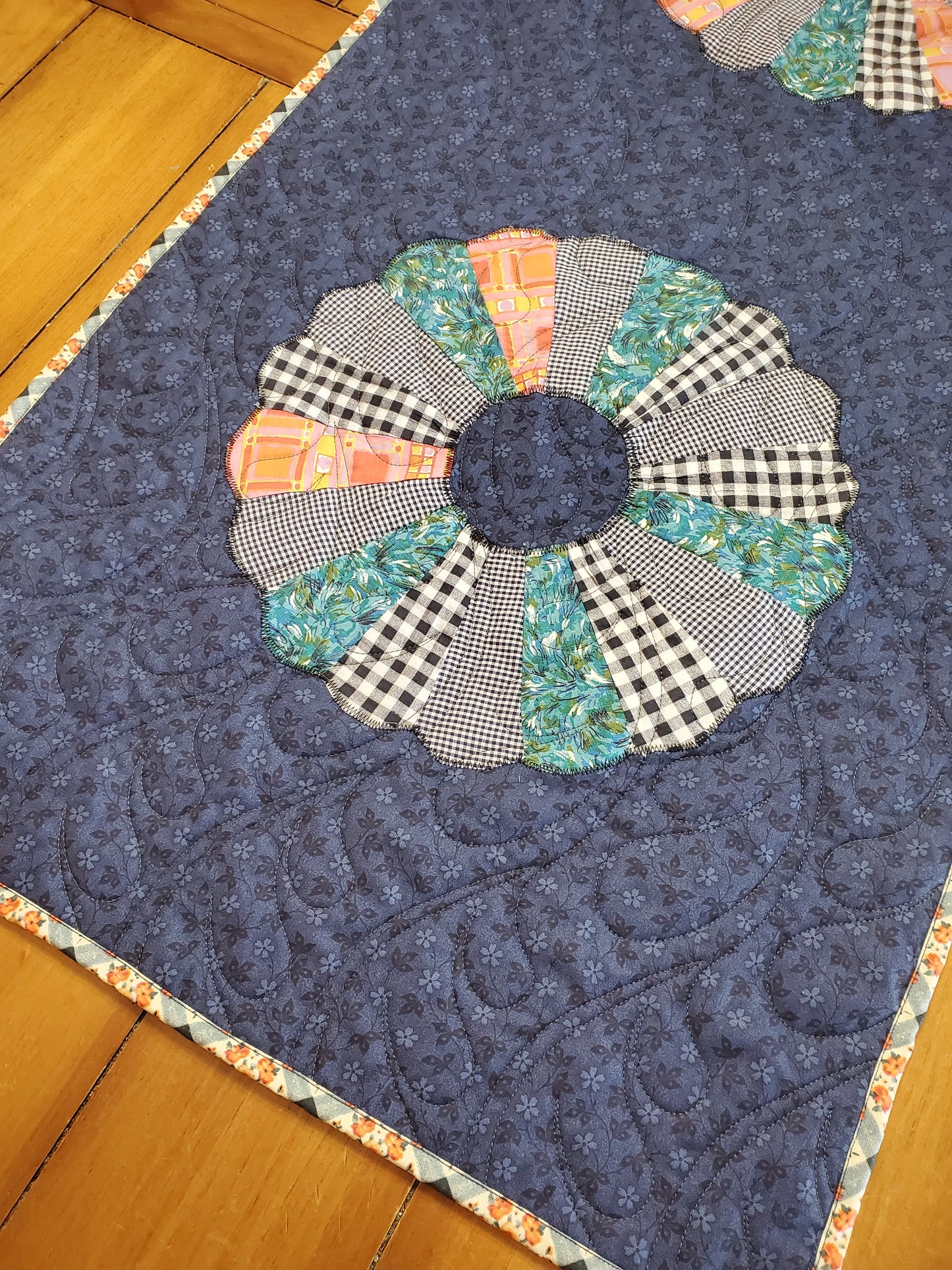 Vintage to New- Dresden Plate Table Runner- 22"x66"