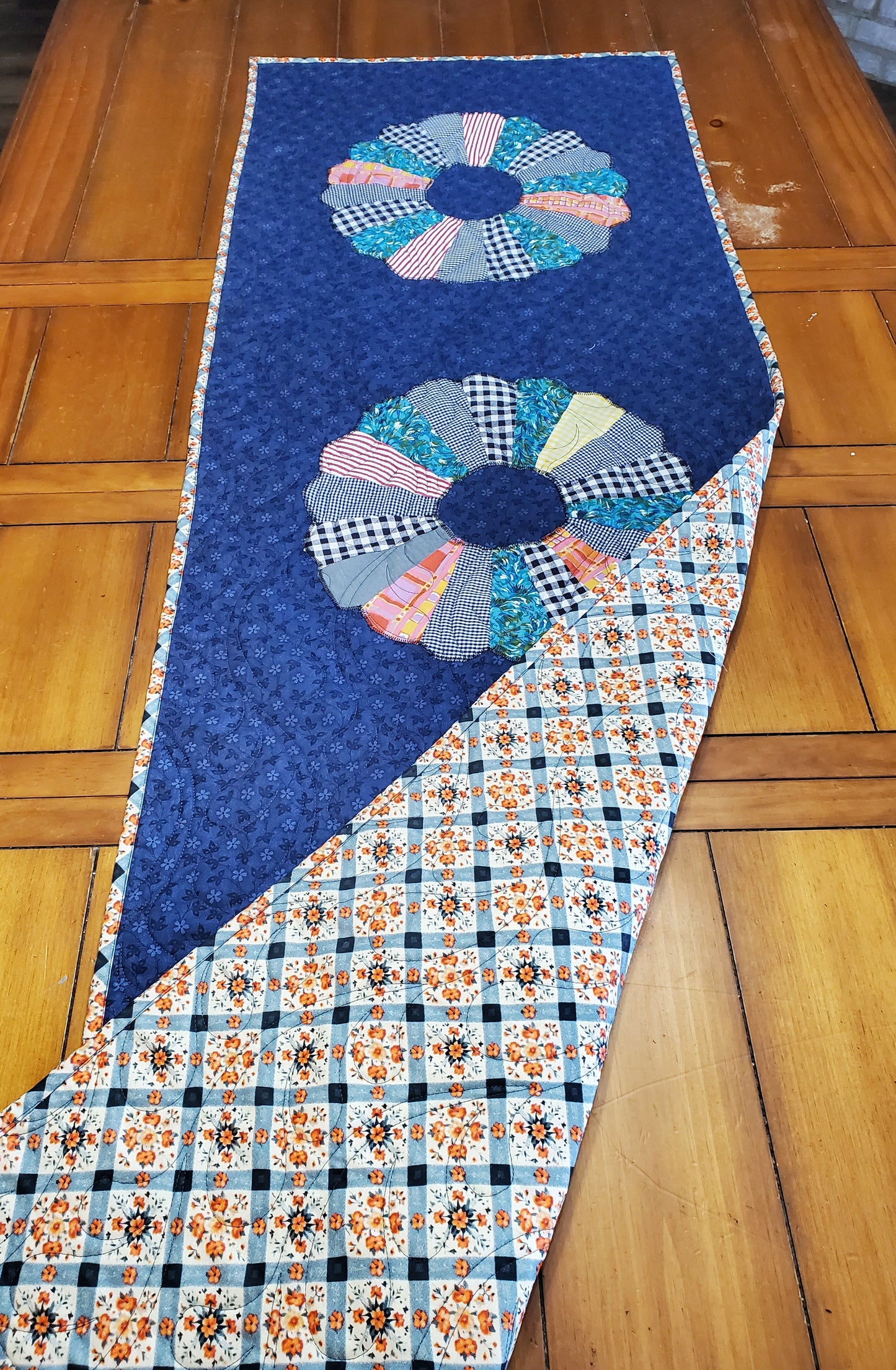 Vintage to New- Dresden Plate Table Runner- 22"x66"