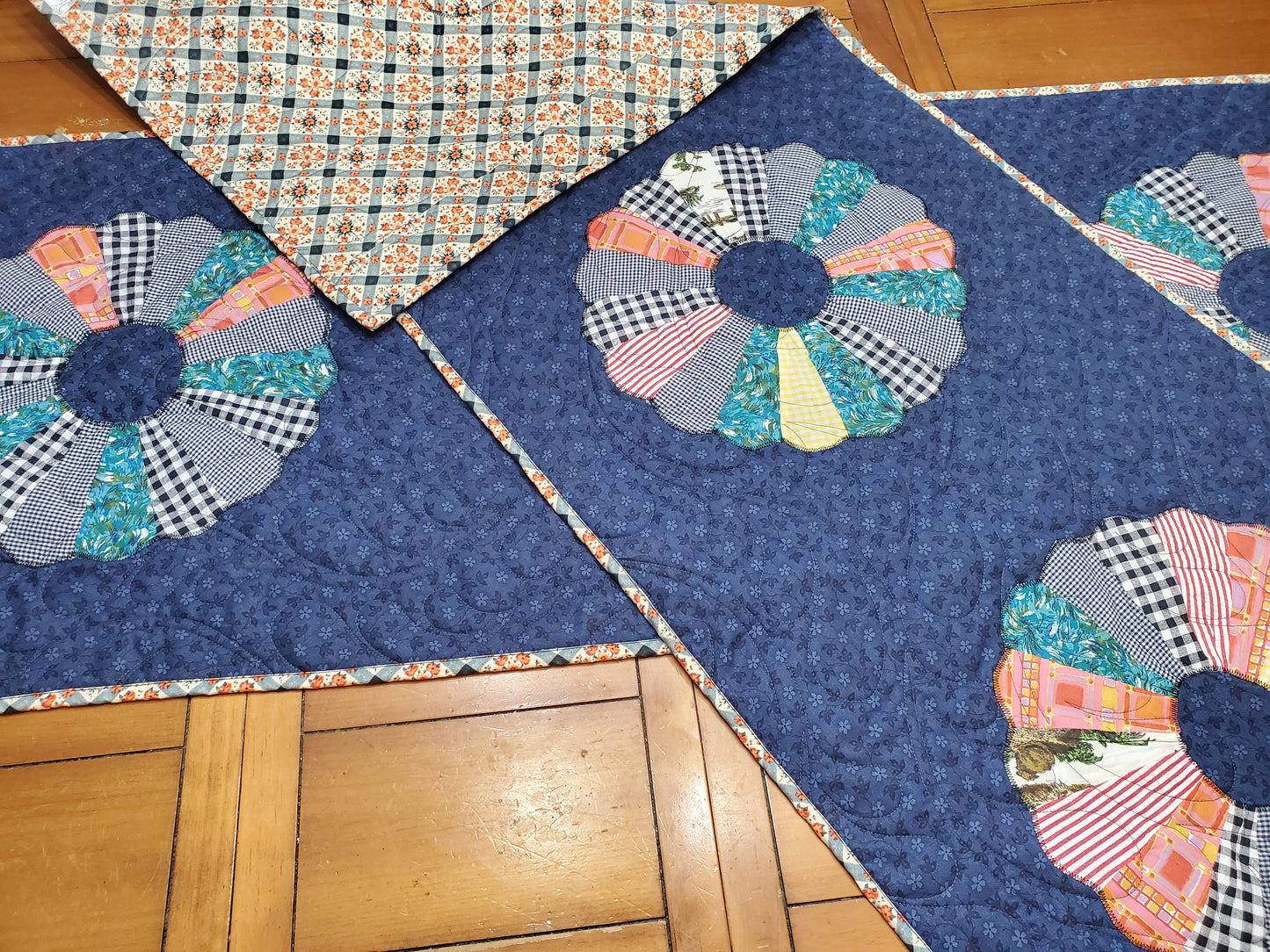 Vintage to New- Dresden Plate Table Runner- 22"x66"