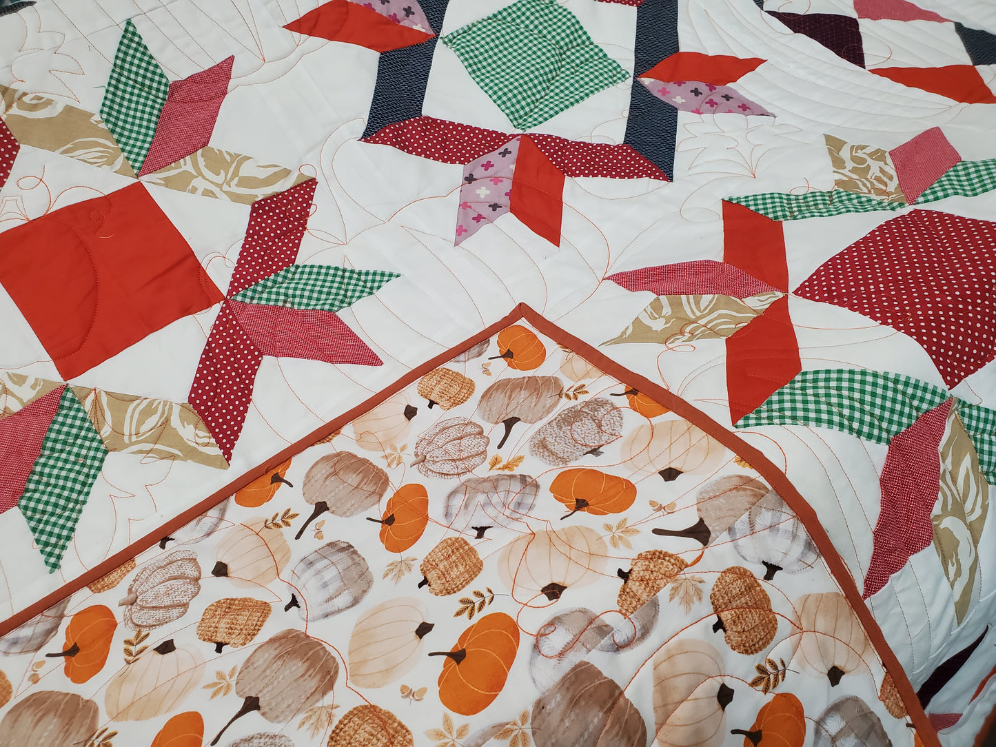 NEW- Ohio Star Reversible Fall Quilt- 50"x50"