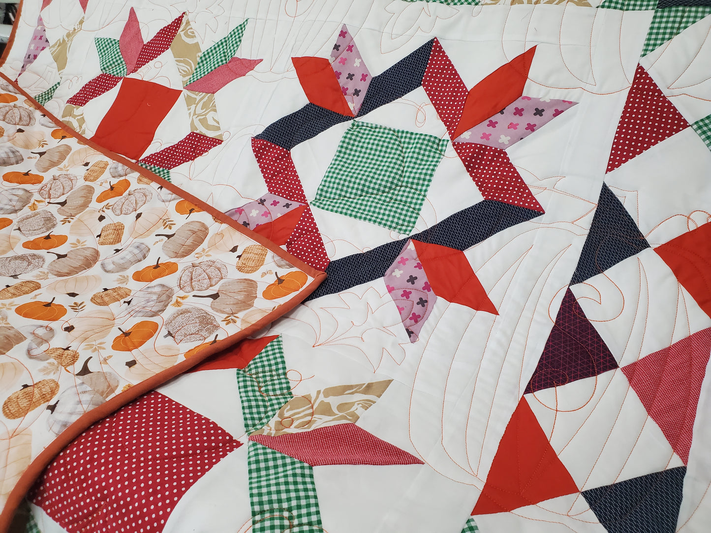 NEW- Ohio Star Reversible Fall Quilt- 50"x50"