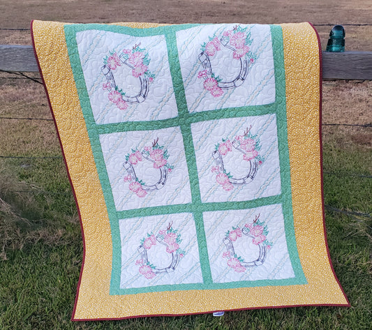 Revival Quilt- "Lucky Horseshoes" 52'x72"